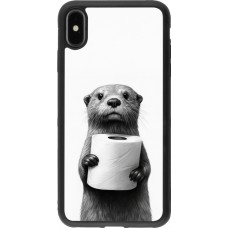 iPhone Xs Max Case Hülle - Silikon schwarz Otter Toilettenpapier