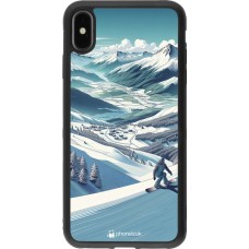 iPhone Xs Max Case Hülle - Silikon schwarz Snowboarder Berg