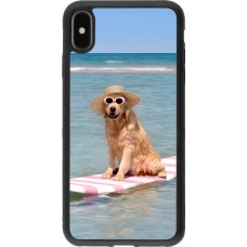iPhone Xs Max Case Hülle - Silikon schwarz Summer Dog on Paddle