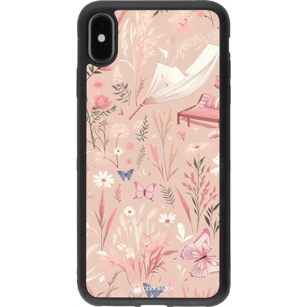 iPhone Xs Max Case Hülle - Silikon schwarz Sommer Pastellmuster