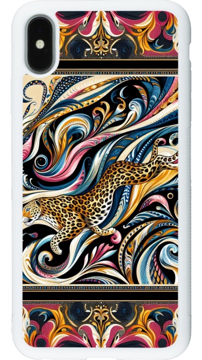 Coque iPhone Xs Max - Silicone rigide blanc Leopard Abstract Art
