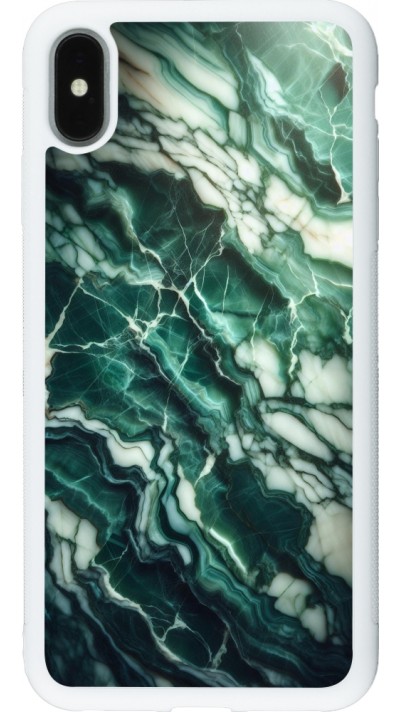Coque iPhone Xs Max - Silicone rigide blanc Marbre vert majestueux