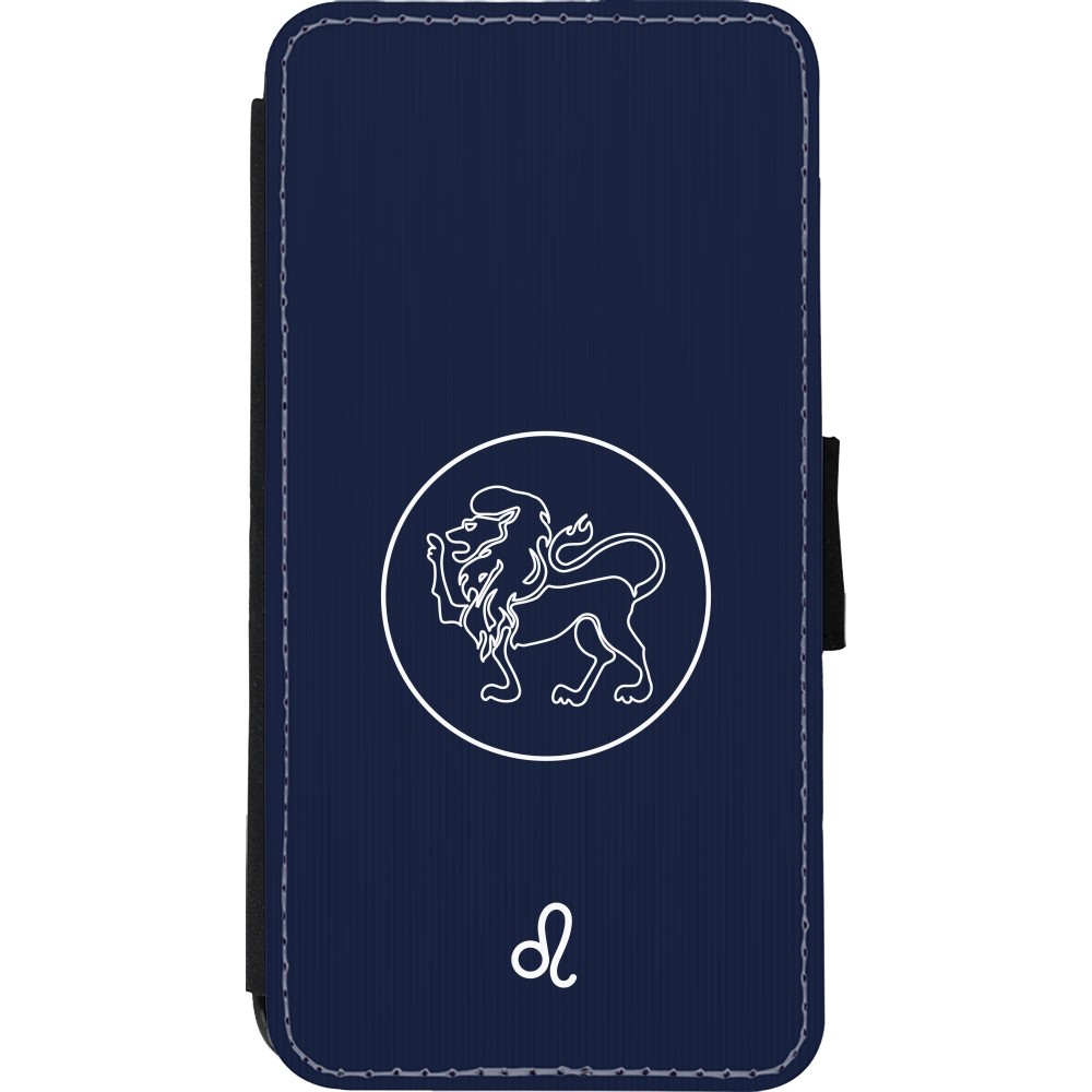 Coque iPhone Xs Max - Wallet noir Astrologie Lion
