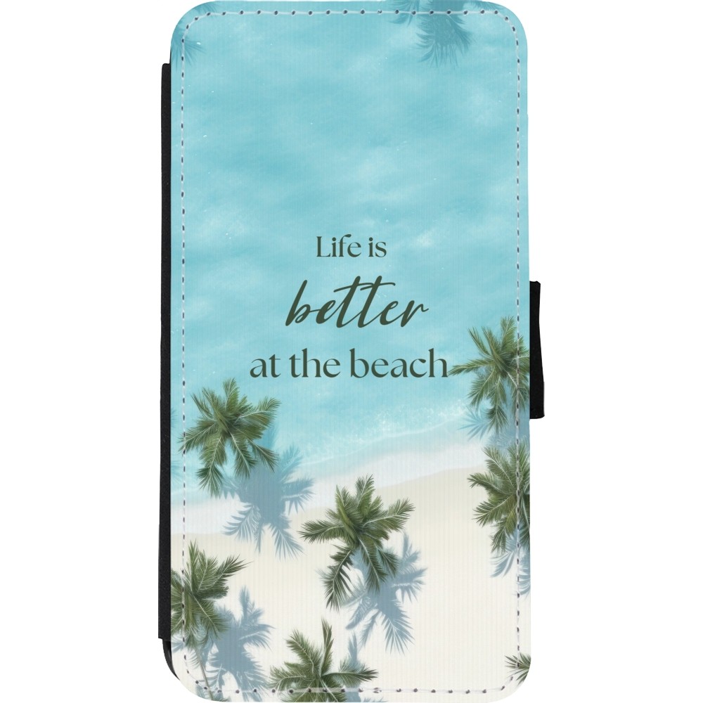 iPhone Xs Max Case Hülle - Wallet schwarz Summer 2025 Life is better at the beach