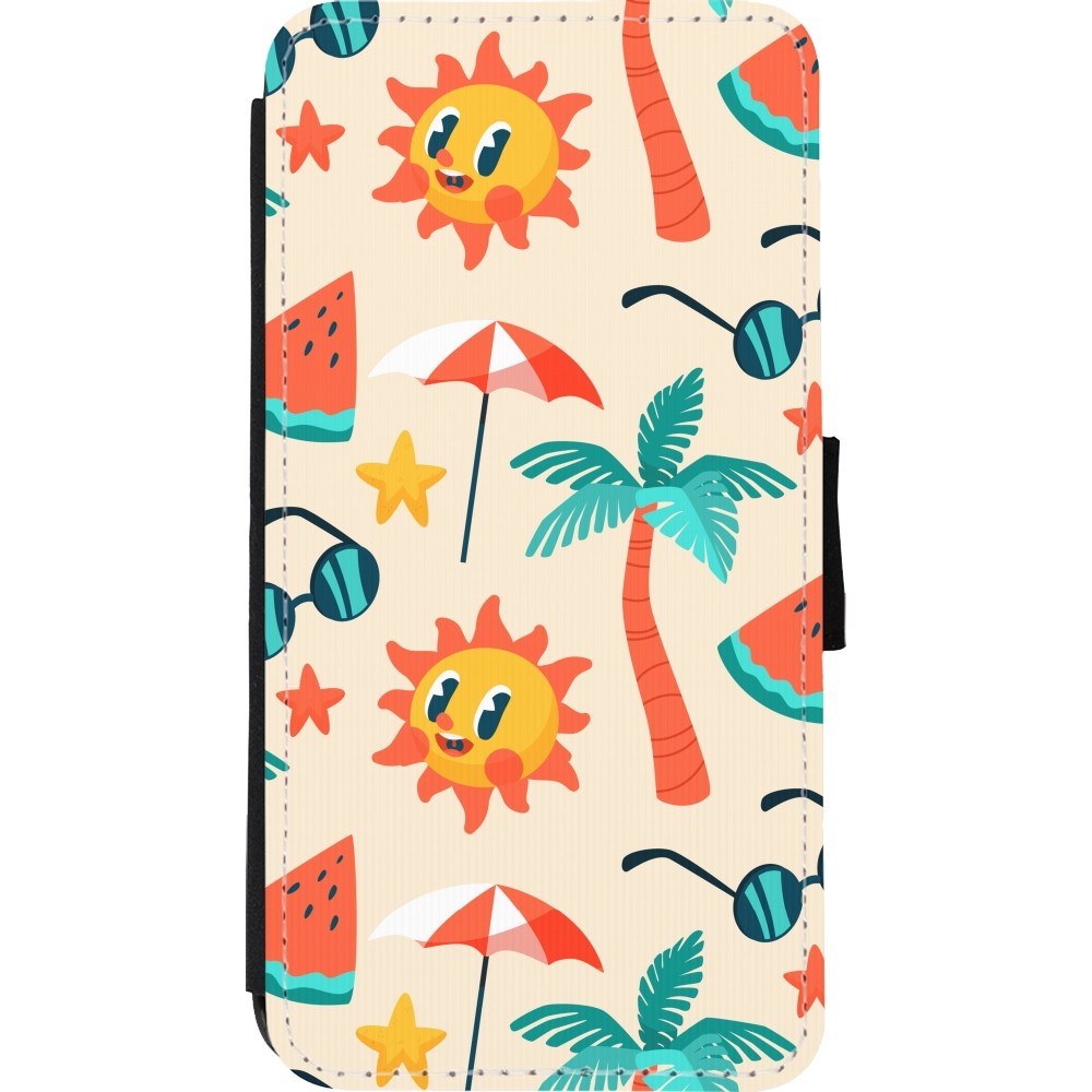 iPhone Xs Max Case Hülle - Wallet schwarz Summer 2025 Pattern soleil