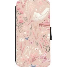 iPhone Xs Max Case Hülle - Wallet schwarz Sommer Pastellmuster