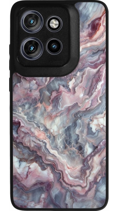 Motorola Moto S50 Case Hülle - Silikon schwarz Violetter silberner Marmor