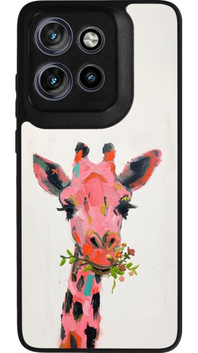 Motorola Moto S50 Case Hülle - Silikon schwarz Pink Girafe Paint