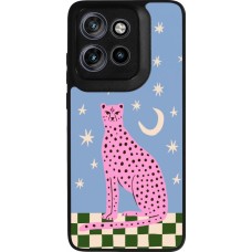 Motorola Moto S50 Case Hülle - Silikon schwarz Pink leopard with stars 2026