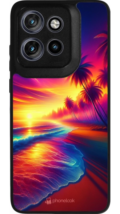 Motorola Moto S50 Case Hülle - Silikon schwarz Strand Sonnenuntergang auffällig