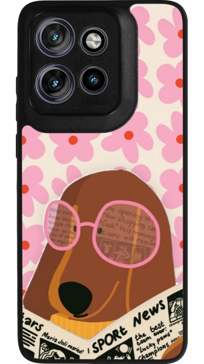 Coque Motorola Moto S50 - Silicone rigide noir Dog with newspaper Spring 2026