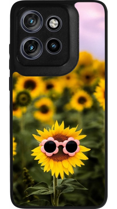 Coque Motorola Moto S50 - Silicone rigide noir Sunflower with glasses Spring 2026