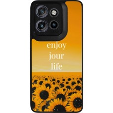 Motorola Moto S50 Case Hülle - Silikon schwarz Summer 2025 Enjoy your life