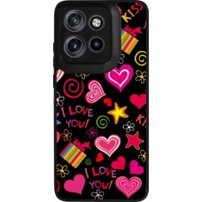 Motorola Moto S50 Case Hülle - Silikon schwarz Valentine 2023 love symbols