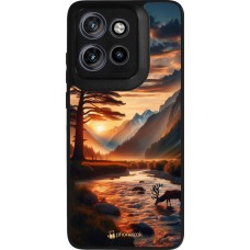 Coque Motorola Moto S50 - Silicone rigide noir Valley Sunset Deer Tree