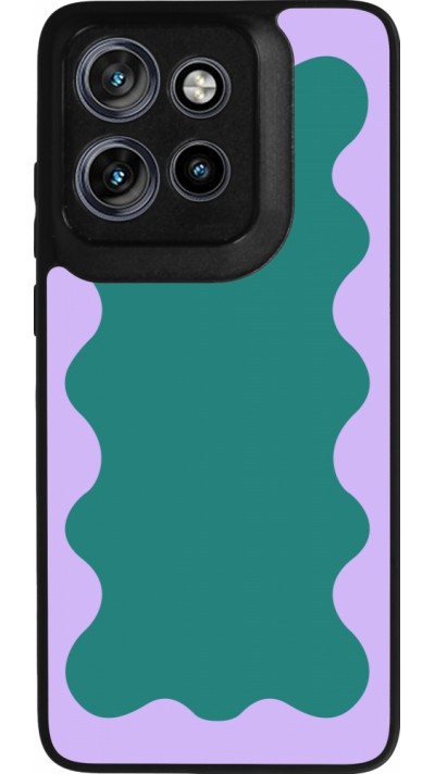 Coque Motorola Moto S50 - Silicone rigide noir Wavy Rectangle Green Purple