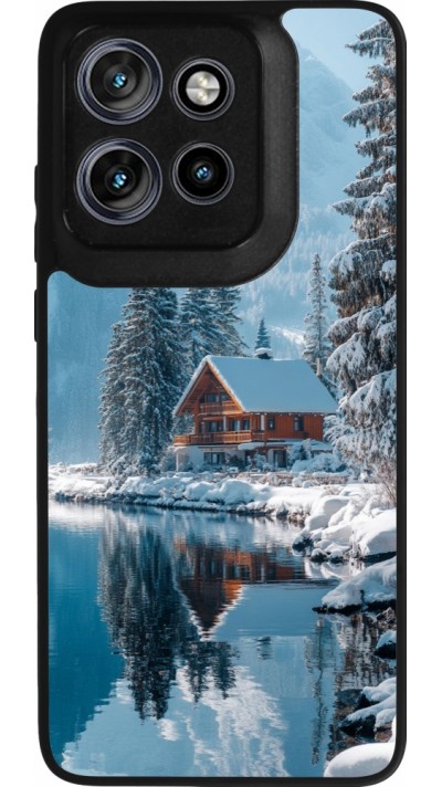 Coque Motorola Moto S50 - Silicone rigide noir Winter 25 Winter house forest day
