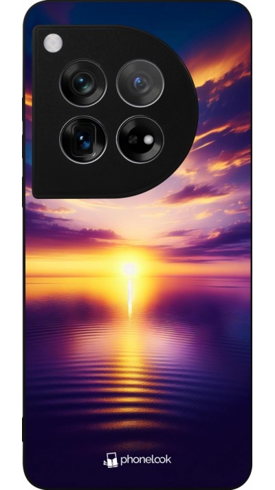 OnePlus 12 Case Hülle - Silikon schwarz Sonnenuntergang gelb violett