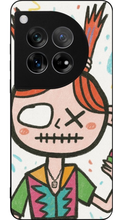 Coque OnePlus 12 - Silicone rigide noir Little Girl Sketch