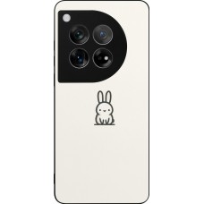 Coque OnePlus 12 - Silicone rigide noir Minimal bunny cutie
