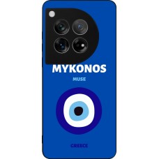 Coque OnePlus 12 - Silicone rigide noir Pop Summer Destination Mykonos