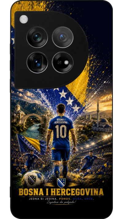 Coque OnePlus 12 - Silicone rigide noir Football Bosnie-Herzégovine splash 2026