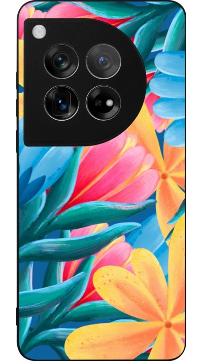 OnePlus 12 Case Hülle - Silikon schwarz Spring 23 colorful flowers