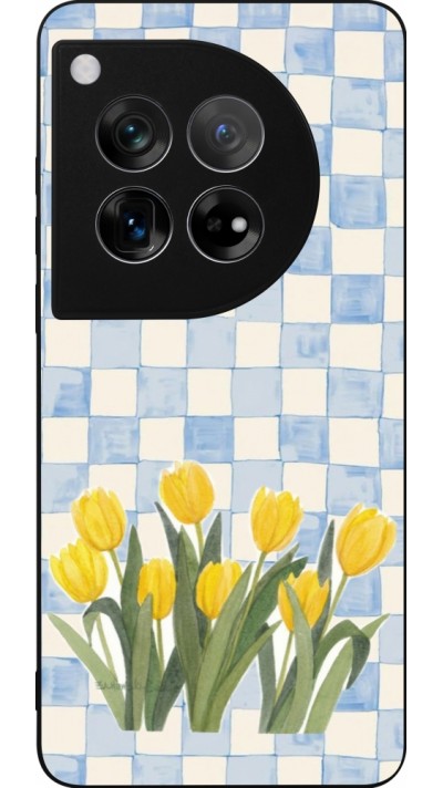 Coque OnePlus 12 - Silicone rigide noir Blue vichy tulips Spring 2026