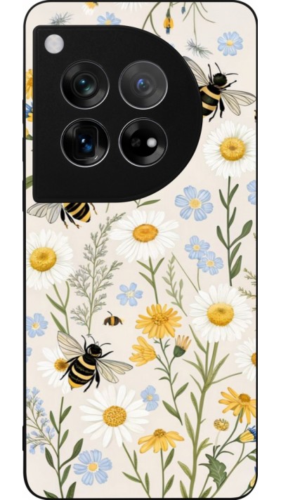Coque OnePlus 12 - Silicone rigide noir Pattern bees Spring 2026