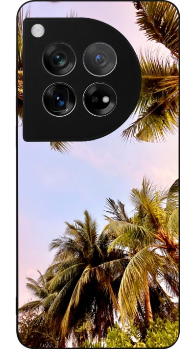Coque OnePlus 12 - Silicone rigide noir Summer 2023 palm tree vibe
