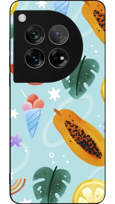 OnePlus 12 Case Hülle - Silikon schwarz Summer 2025 Pattern papaya