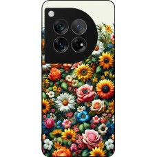 OnePlus 12 Case Hülle - Silikon schwarz Sommer Blumenmuster