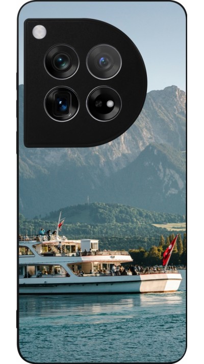 Coque OnePlus 12 - Silicone rigide noir Fête Nationale Suisse Bateau Leman