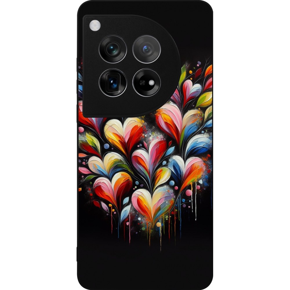 OnePlus 12 Case Hülle - Silikon schwarz Valentin 2024 Schwarzes Herz Abstrakt