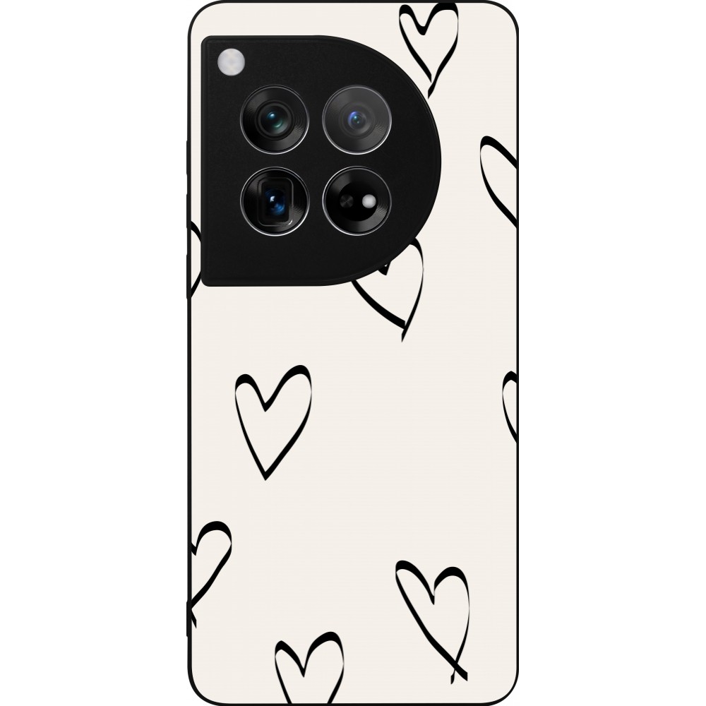 OnePlus 12 Case Hülle - Silikon schwarz Valentine 2023 minimalist hearts