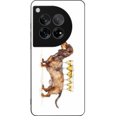 OnePlus 12 Case Hülle - Silikon schwarz Wine Teckel