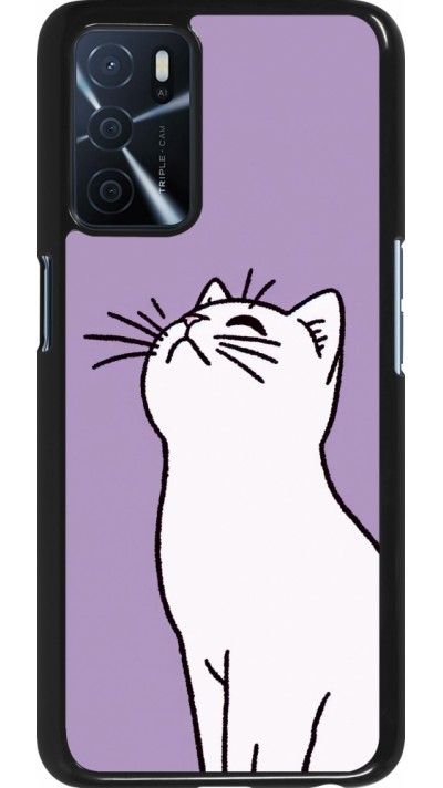 OPPO A16s Case Hülle - Chat auf lila Hintergrund