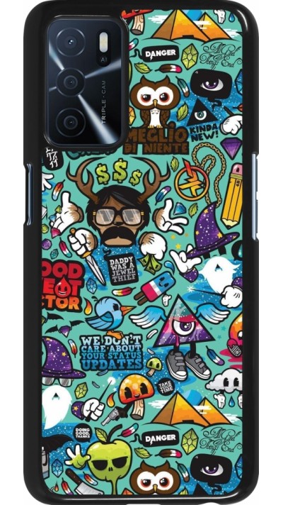 Coque OPPO A16s - Mixed Cartoons Turquoise