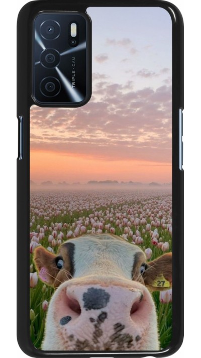Coque OPPO A16s - Cow with tulips Spring 2026