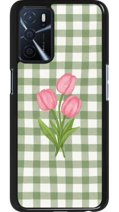 Coque OPPO A16s - Green vichy tulips Spring 2026