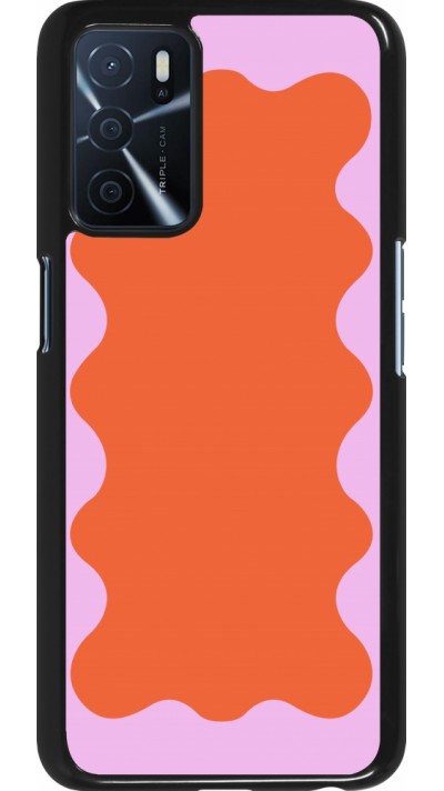 OPPO A16s Case Hülle - Wavy Rectangle Orange Pink