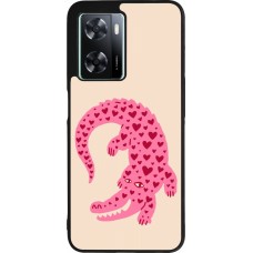 Coque OPPO A57 5G - Silicone rigide noir Pink crocodile 2026