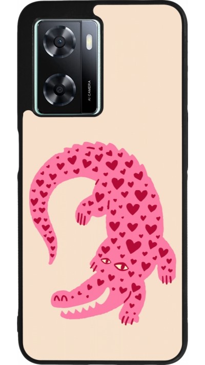 Coque OPPO A57 5G - Silicone rigide noir Pink crocodile 2026