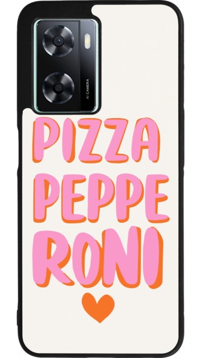Coque OPPO A57 5G - Silicone rigide noir Pizza pepperoni 2026
