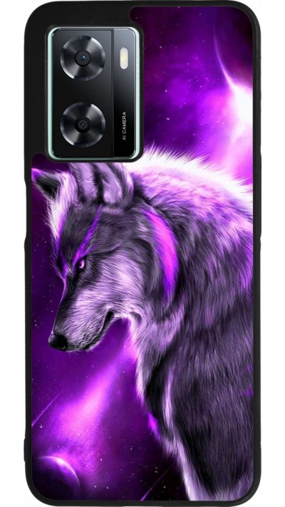 Coque OPPO A57 5G - Silicone rigide noir Purple Sky Wolf