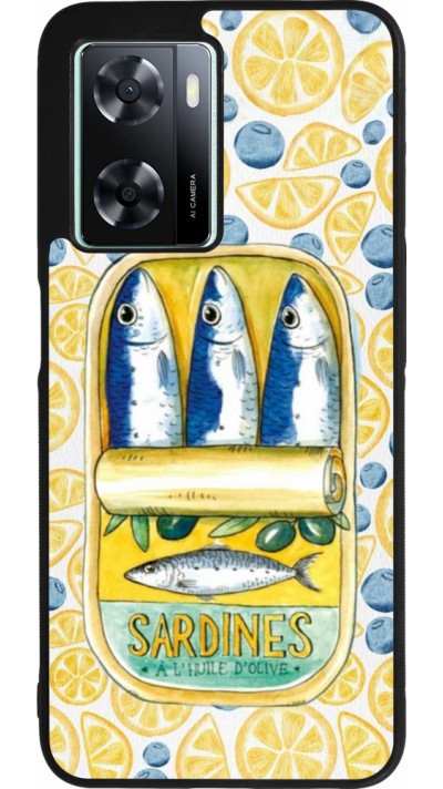 Coque OPPO A57 5G - Silicone rigide noir Sardines in oil 2026