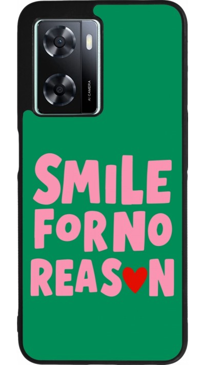 Coque OPPO A57 5G - Silicone rigide noir Smile for no reason 2026