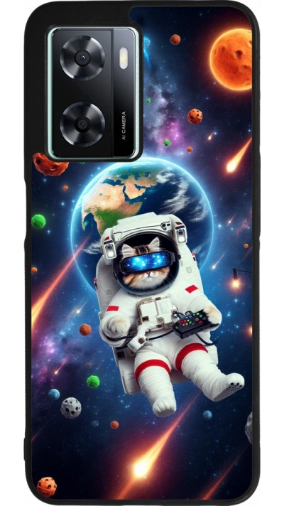 Coque OPPO A57 5G - Silicone rigide noir VR SpaceCat Odyssey