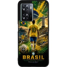 OPPO A57 5G Case Hülle - Silikon schwarz Fussball Brasilien splash 2026