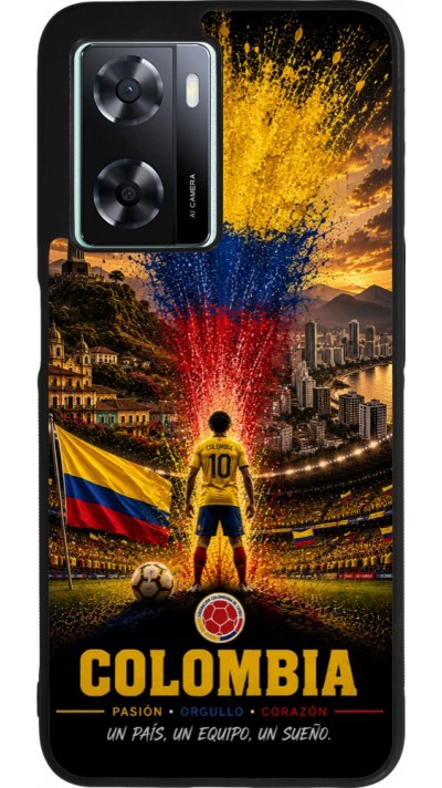 OPPO A57 5G Case Hülle - Silikon schwarz Fussball Kolumbien splash 2026